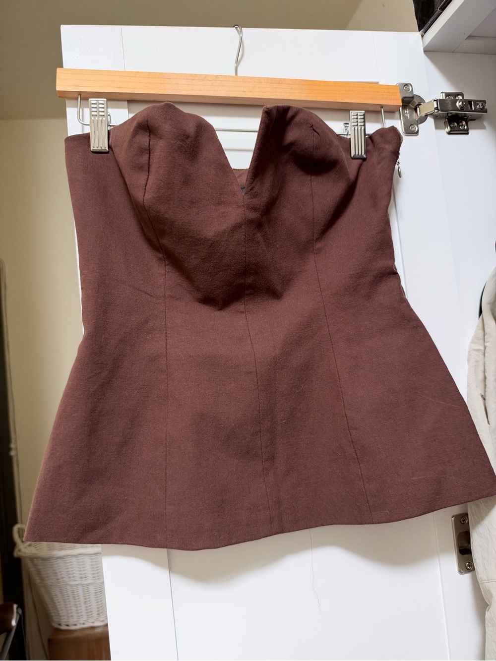 Zara Strapless Peplum Top - Brown